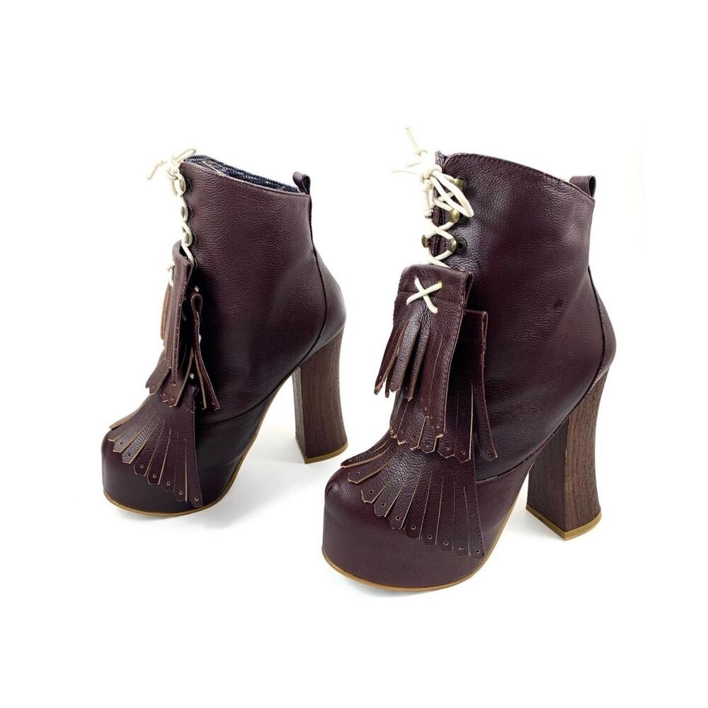 Brand new 2012 super platform brown leather Mary Jane tassel boots - Picture 4 of 15